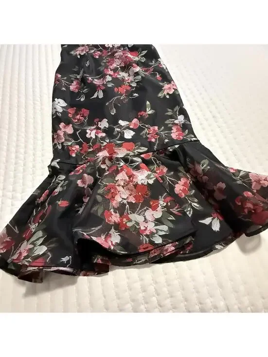 LPA Zelmira Sleeveless Black Floral Midi Ruffle Flounce Dress Sz XS Revolve - Picture 15 of 15